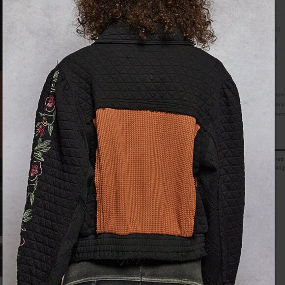 Pol Women Embroidery Denim Quilted Waist Jacket NEW - Picture 3 of 3